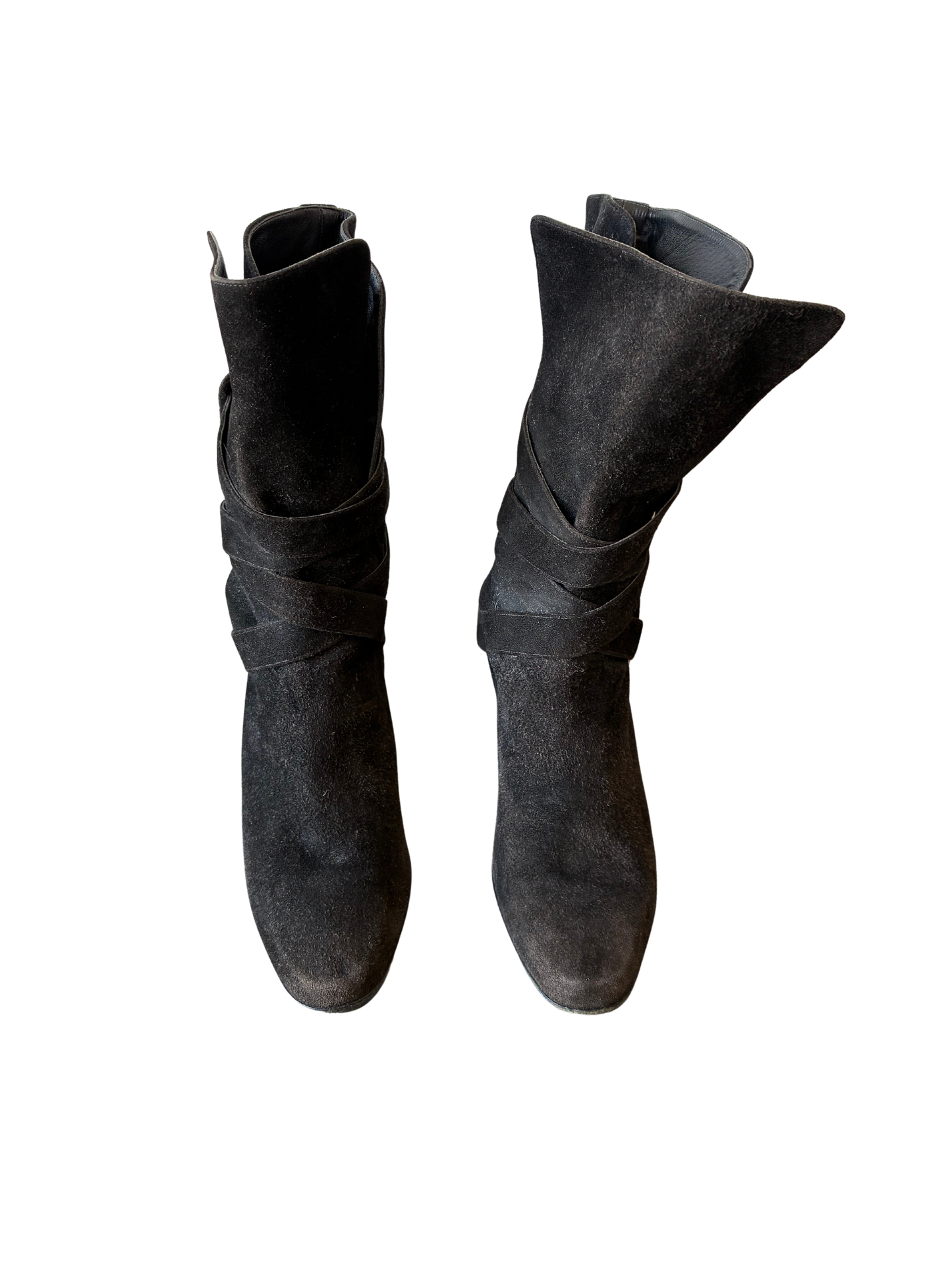 YSL Yves Saint Laurent Black Wrap Boots 7.5 - The Curatorial Dept.