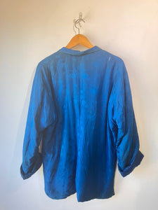 Vintage Chinese Silk Brocade Jacket in Ocean Blue