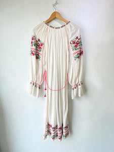 Ulla Johnson Pink Floral Cross Stitched Dress