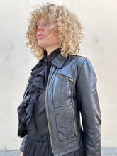 Vintage Genuine Leather Black Leather Jacket with Fur Lining