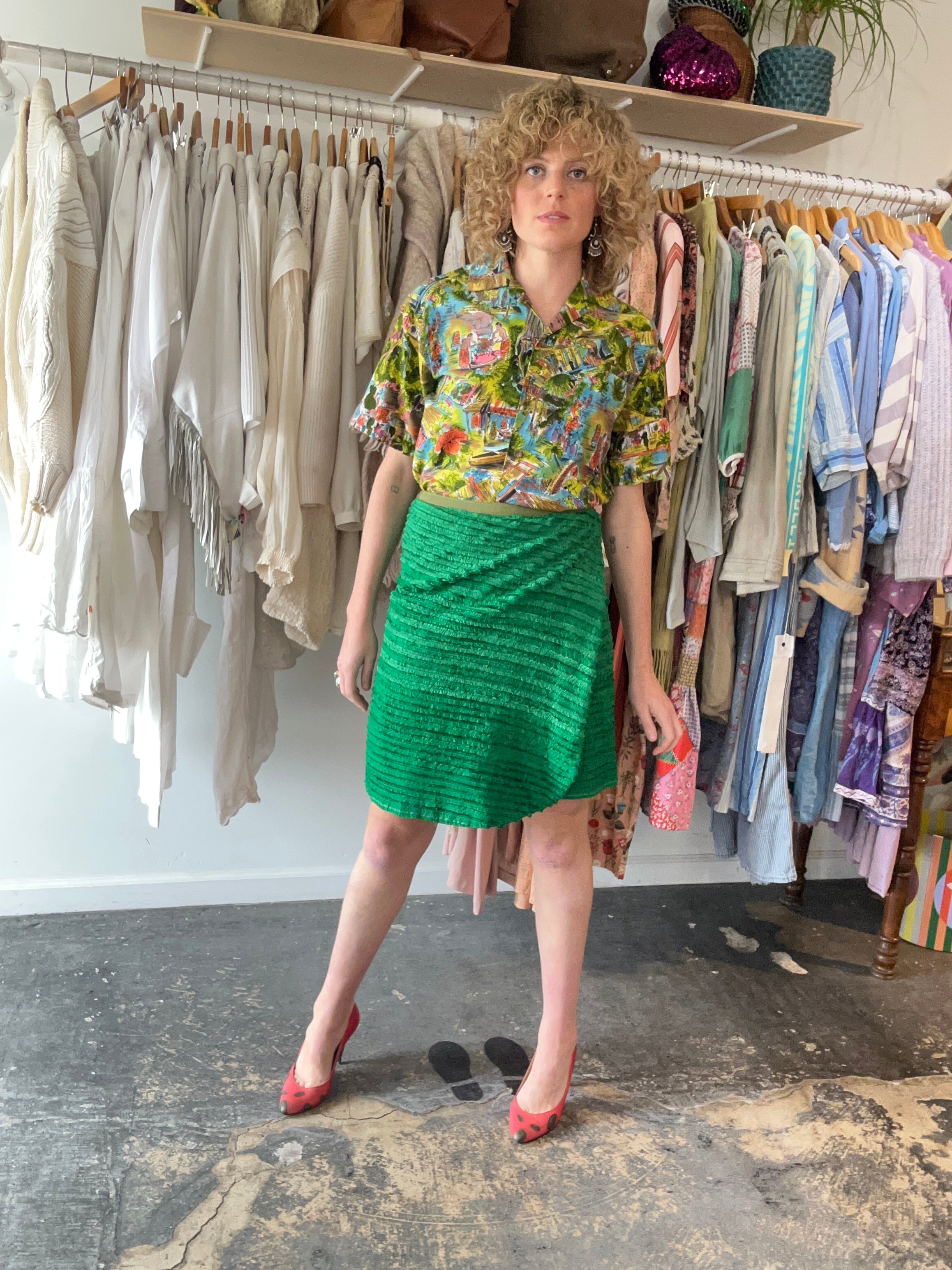 Dosa Green Silk Wrap Skirt – The Curatorial Dept.