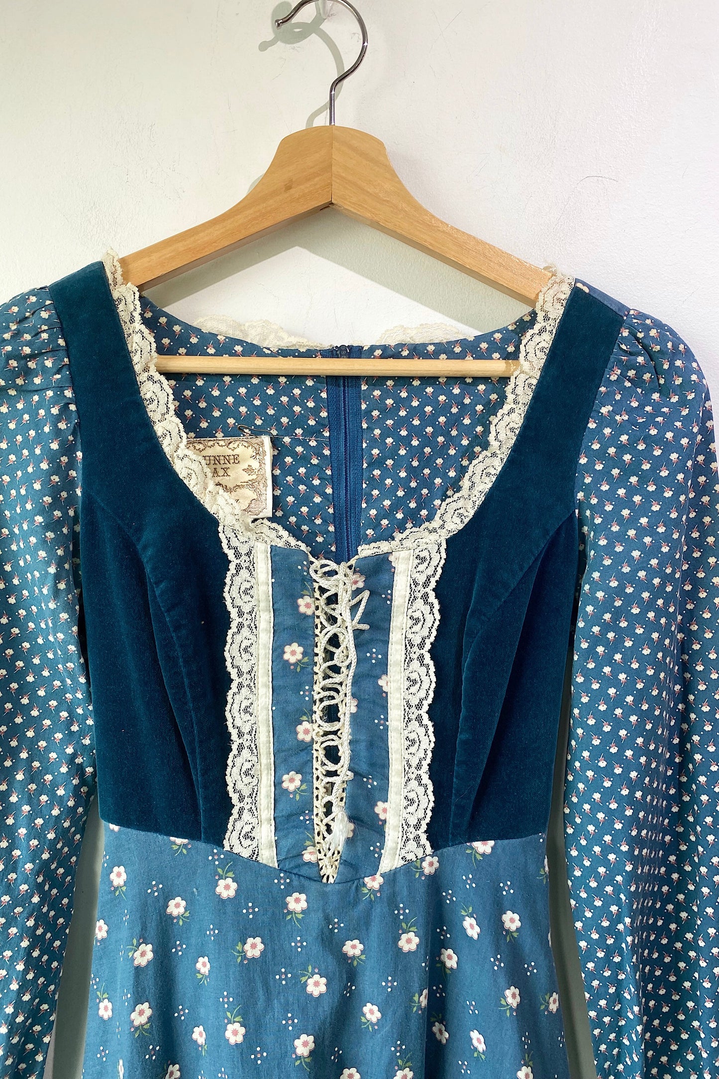Vintage Gunne Sax Teal Plaid Floral Dress  The Curatorial Dept.
