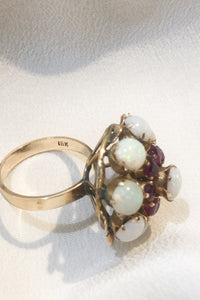 Antique Georgian 18k Opal & Ruby Ring