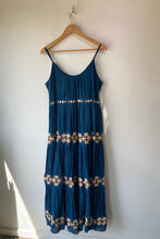 Roller Rabbit Teal Blue Embroidered Maxi Dress