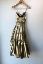 Vintage Steppin Out Gild Metallic Ruffle Dress