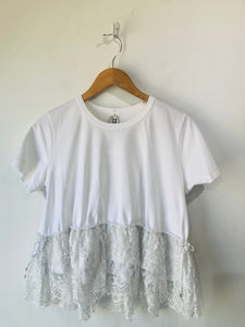 Comme des Garcons Noir Kei Ninomiya White Lace Peplum Top