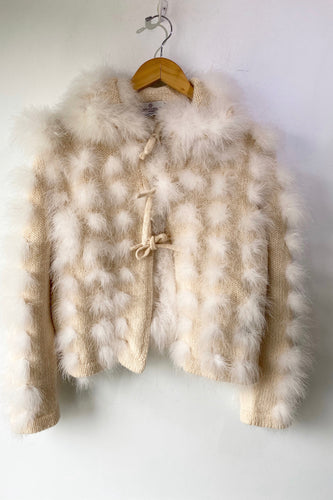 Vintage Carlo Ferrini White Feather Cardigan