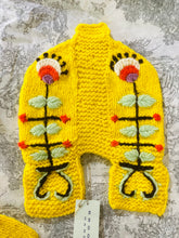 Brooklyn Handknit Yellow Embroidered Hat & Mittens