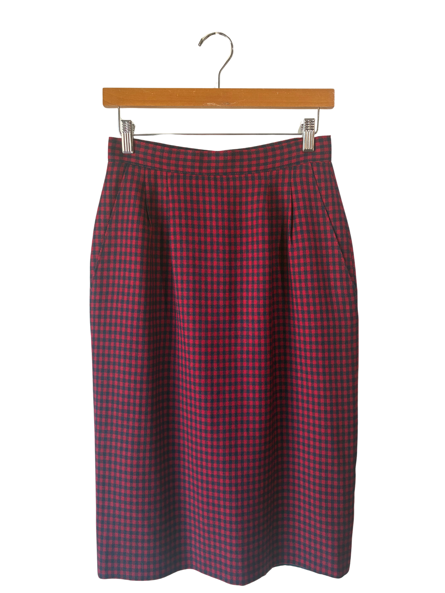 Pendleton Red and Blue Check Pencil Skirt - The Curatorial Dept.