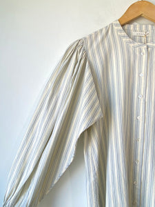 Doen White & Blue Striped Blouse