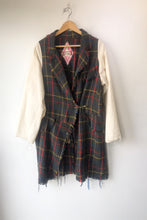 James Kidd Plaid Wool Coat with Woven Sleeves