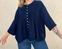 Auntie Oti Navy Gathered Blouse