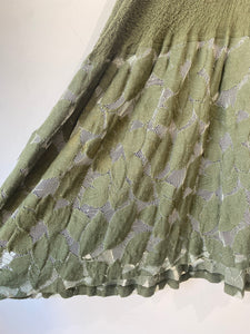 Issey Miyake Me Crinkle Green Leaf Skirt