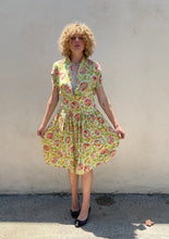 Vintage 1940s Green and Orange Print Dress