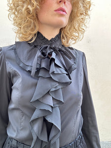 Vintage Black Ruffle Top