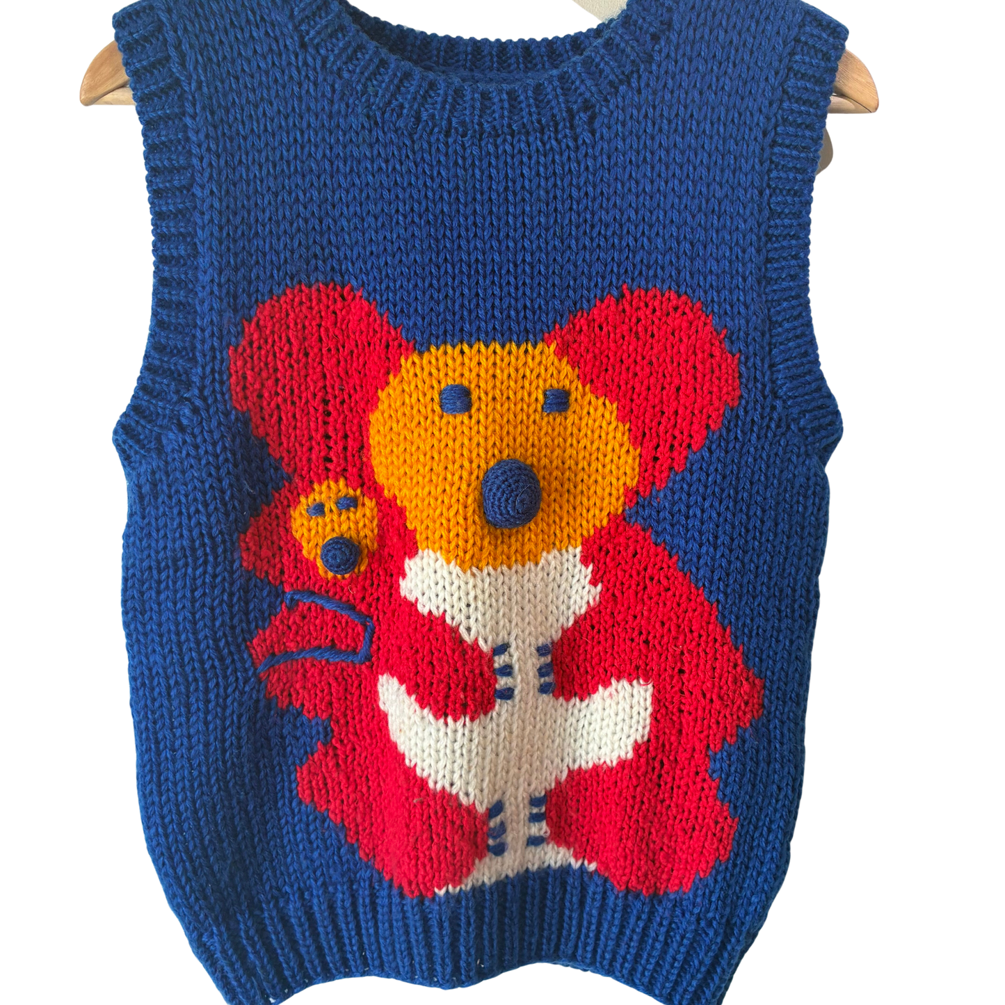 Vintage Jr's Blue Koala Knit Sweater Vest - The Curatorial Dept.