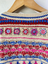 Pero Hand Knit Crochet Floral Faire Isle Sweater