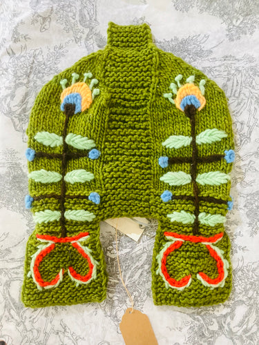 Brooklyn Handknit Green Embroidered Hat
