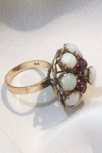 Antique Georgian 18k Opal & Ruby Ring