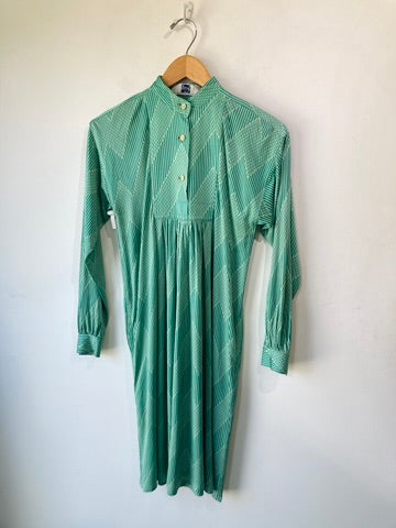 Issey Miyake 1 to 3 Green Pattern Long Sleeve Mini Dress – The