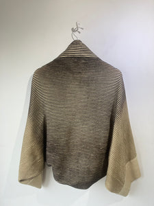 Vintage Issey Miyake Black and White Ombre Wool Shrug Sweater Jacket