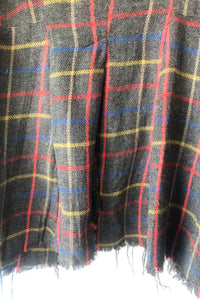 James Kidd Plaid Wool Coat with Woven Sleeves