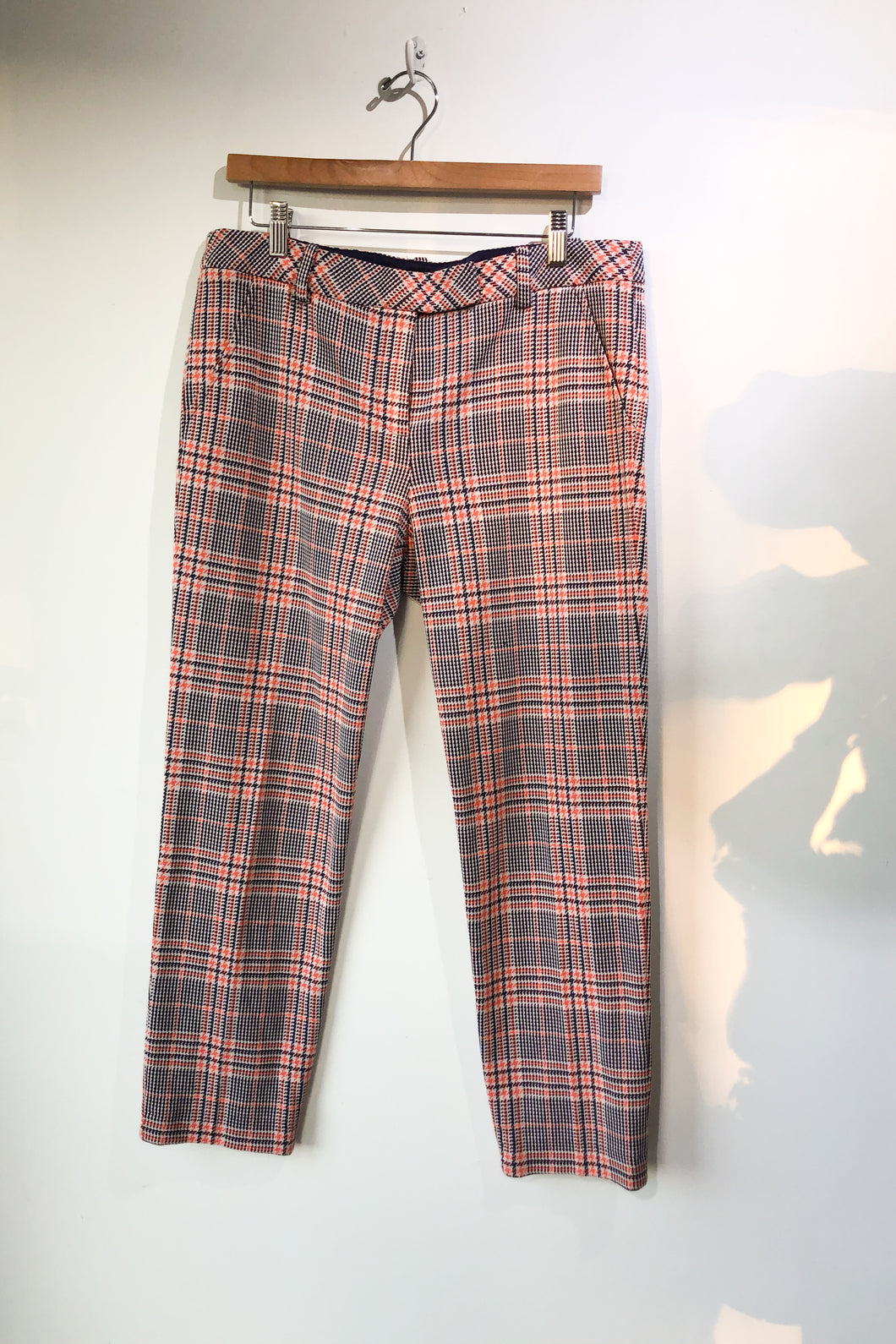 Trina Turk Orange Blue Plaid Pants