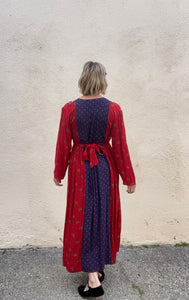 Vintage Embroidered Afghani Mixed Print Midi Dress
