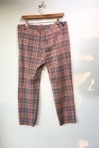 Trina Turk Orange Blue Plaid Pants