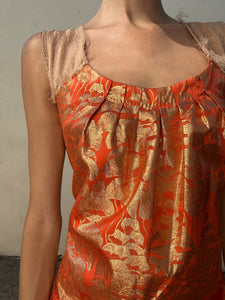 Alberta Ferretti Orange Gold Dress