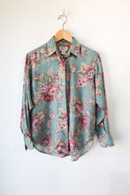 Vintage Banana Republic Teal Floral Blouse