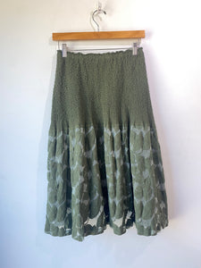 Issey Miyake Me Crinkle Green Leaf Skirt