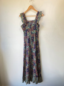 Vintage Navy Floral Sleeveless Prairie Dress