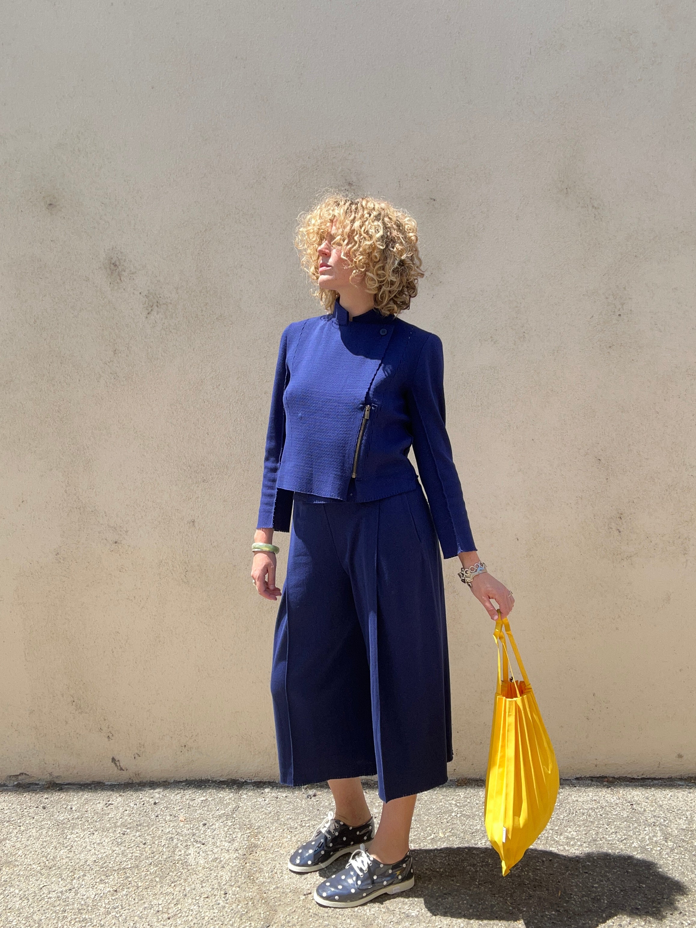 A-POC ABLE ISSEY MIYAKE パンツ ブルー Issey Miyake A-POC Royal Blue Knit Pantsuit – The Curatorial Dept.