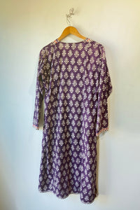 Vintage Fabindia Purple Block Printed Dress
