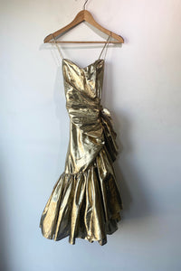 Vintage Steppin Out Gild Metallic Ruffle Dress