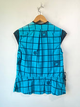 Vintage Grey Ant Aqua Grid Print Top