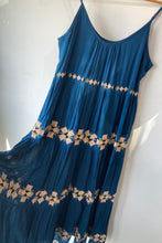 Roller Rabbit Teal Blue Embroidered Maxi Dress