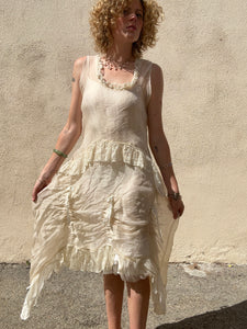 Magnolia Pearl Cream Gauze Ruffle Dress