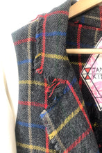 James Kidd Plaid Wool Coat with Woven Sleeves