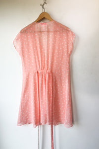 Vintage Oscar de la Renta Pink Polka Dot Robe