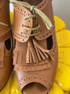 Rachel Comey Brown Peep Toe Brogues