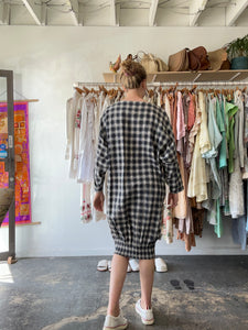 Vintage Issey Miyake Navy and White Plaid Dress