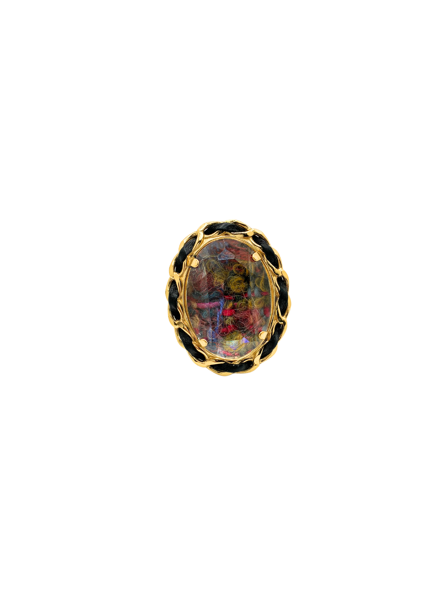 CHANEL Tweed Cocktail Ring - The Curatorial Dept.