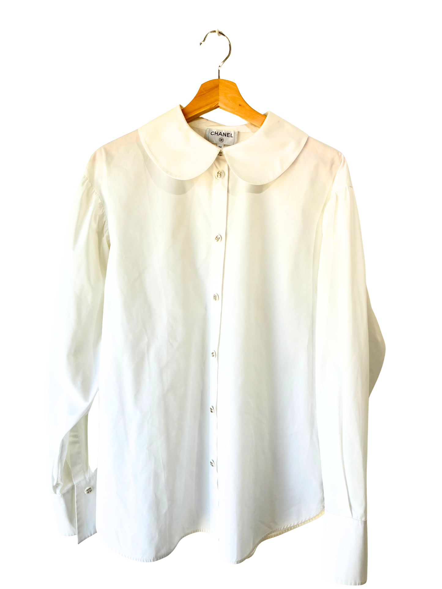 CHANEL White Peter Pan Collar Shirt - The Curatorial Dept.