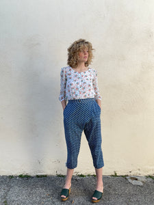 Ace and Jig Blue and White Drop Crotch Pants