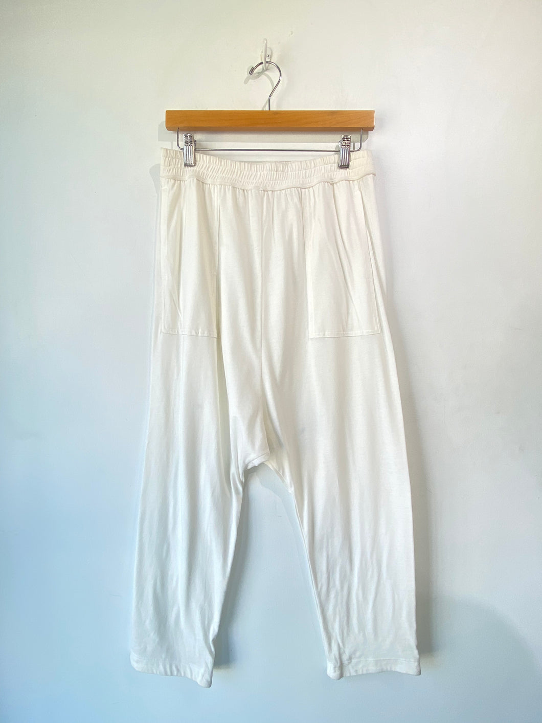 White Cotton Drop Crotch Pants