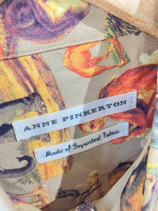 Vintage Anne Pinkerton Safari Animals Silk Button Down