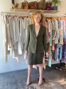 Vintage Chaus Green Silk Three Piece Suit