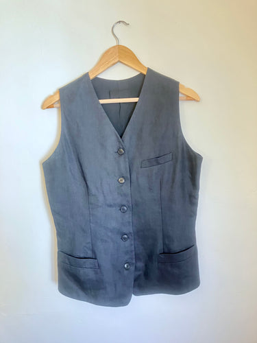 Vintage Black Linen Vest